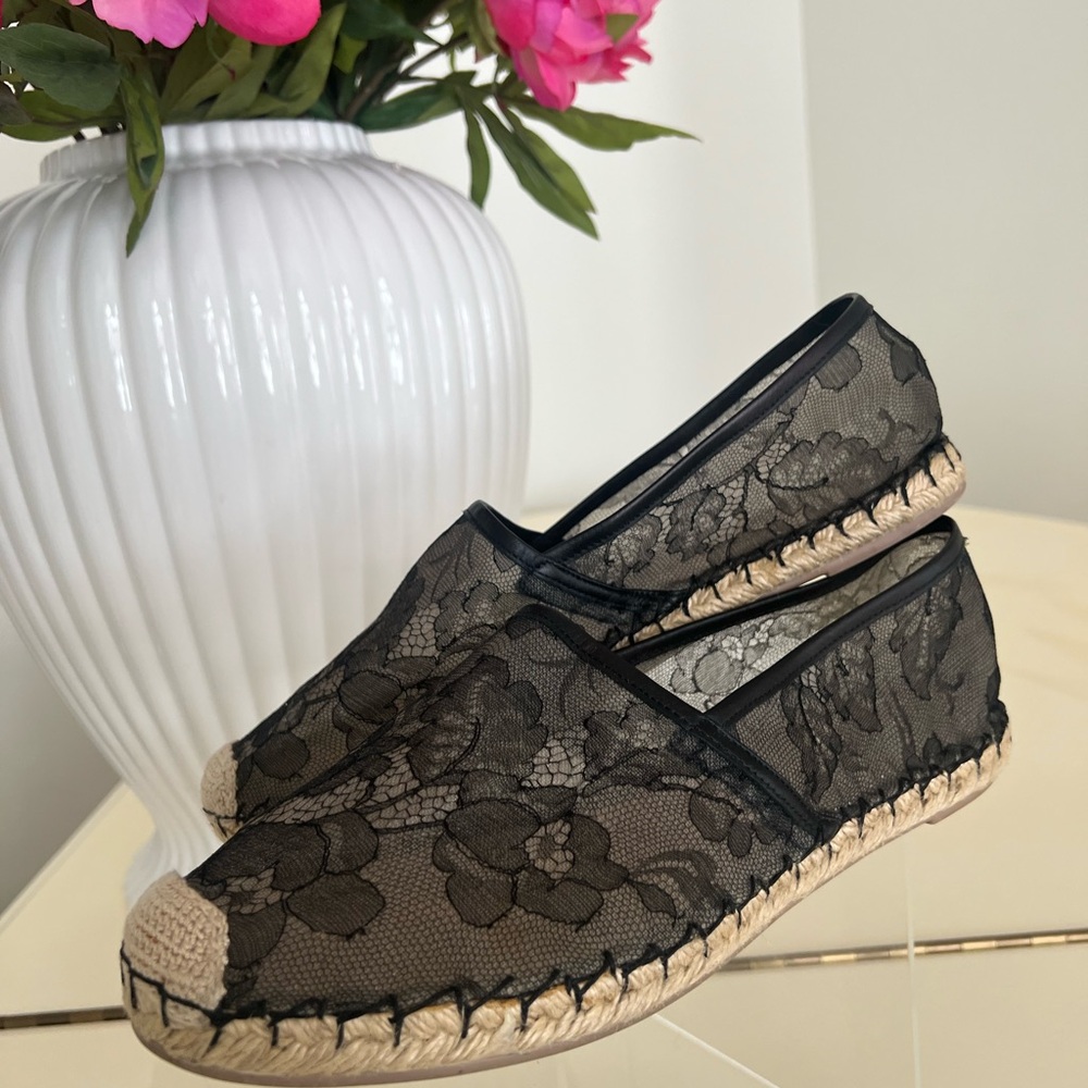 Valentino black lace espadrille EUC size 41, size 11